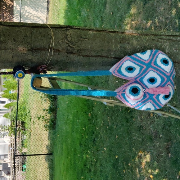 Handmade Crochet Women's Evil 👀 Eye Design Shoulder Bag - Picture 13 of 15